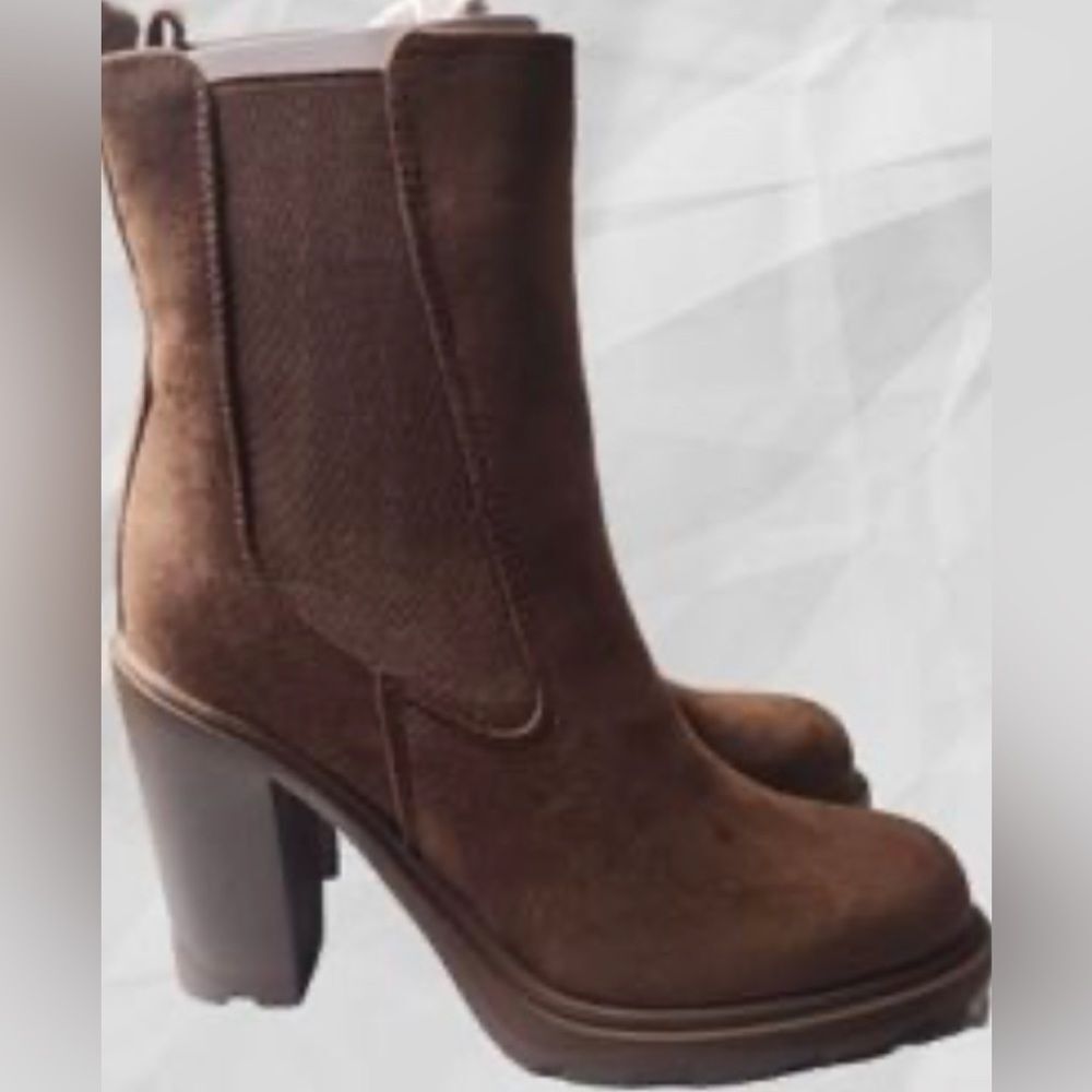 new Nine West chunky y2k block Ream Women High Heel Chelsea Boots 7.5